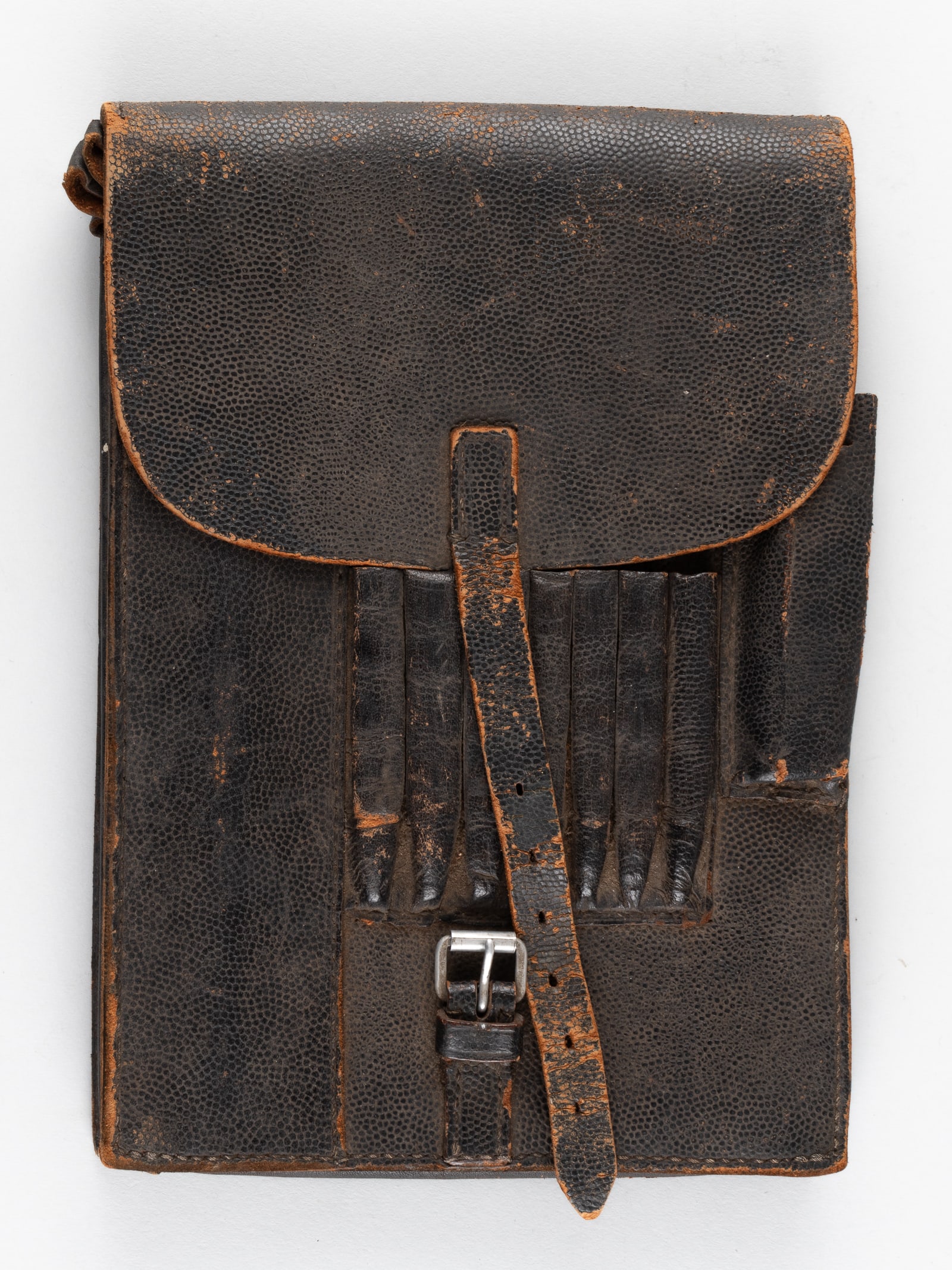 WWII GERMAN WEHRMACHT LEATHER MAP CASE: WWII German Wehrmacht leather map case, missing the back belt straps. 7.5 x 10.5 inches.