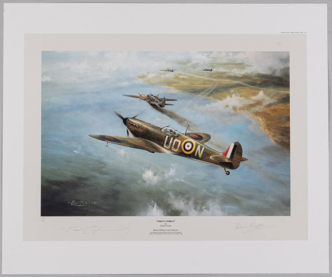 BATTLE OF BRITAIN FIRST COMBAT BY ROBERT TAYLOR SIGNED BY DON KINGABY (1 of 3)
