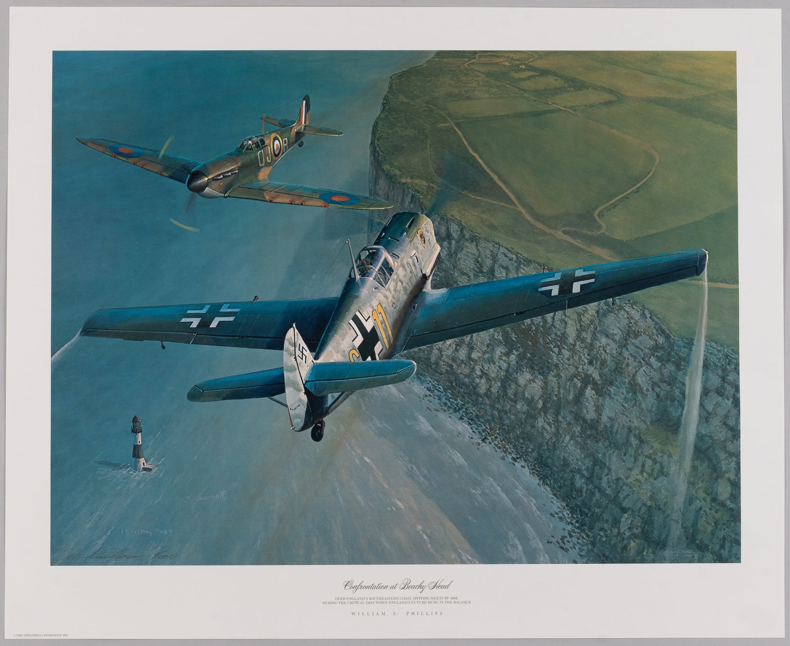 BATTLE OF BRITAIN SPITFIRE MEETS MESSERSCHITT BY WILLIAM S. PHILLIPS (1 of 1)