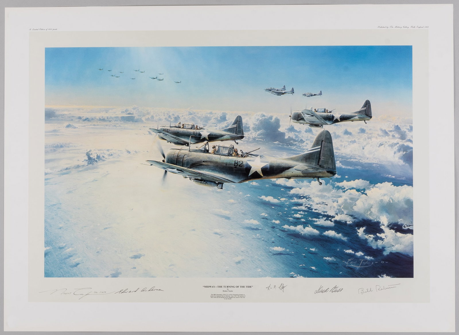 MIDWAY THE TURNING OF THE TIDE SIGNED BY FOUR DIVE BOMBER PILOTS AND ROBERT TAYLOR (1 of 3)