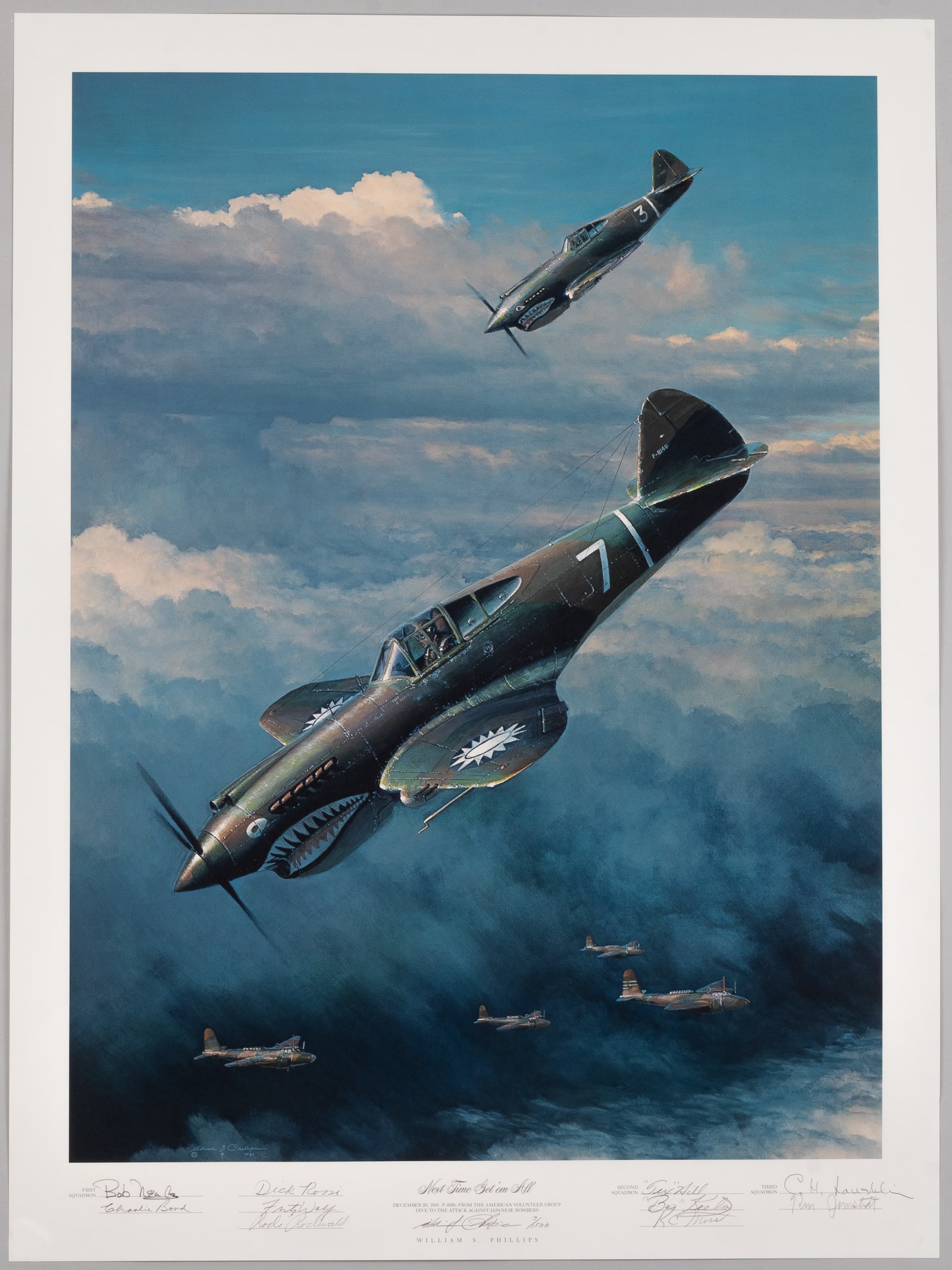 FLYING TIGERS LITHOGRAPH SIGNED BY 10 PILOTS (1 of 4)