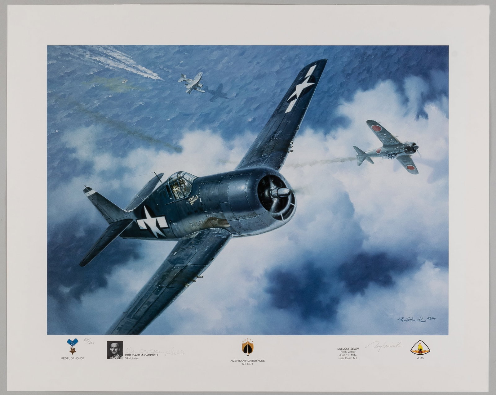 AMERICAN FIGHTER ACES BY RO GRINNELL SIGNED BY CDR. DAVID MCCAMPBELL (1 of 3)