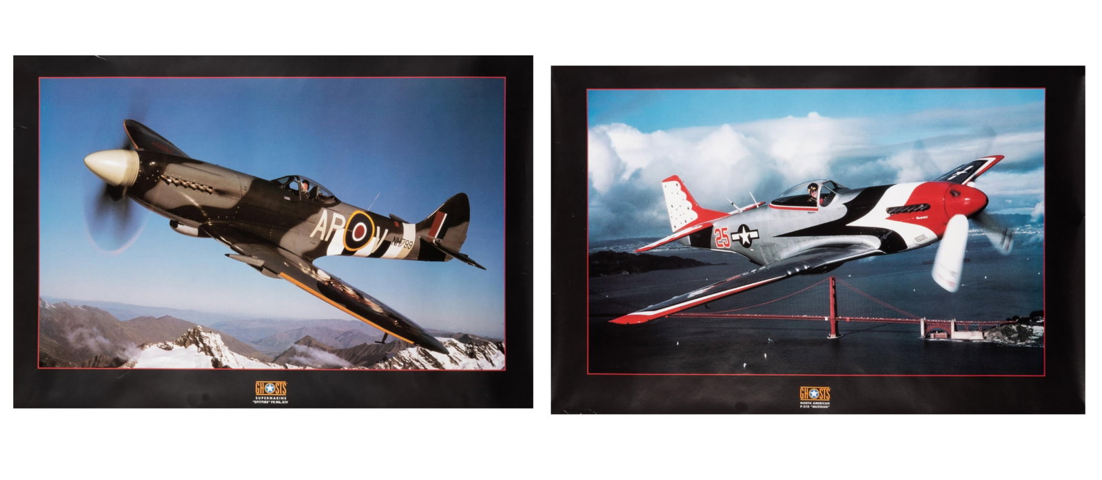 PHILIP MAKANNA TWO AVIATION POSTERS SPITFIRE & MUSTANG (1 of 3)