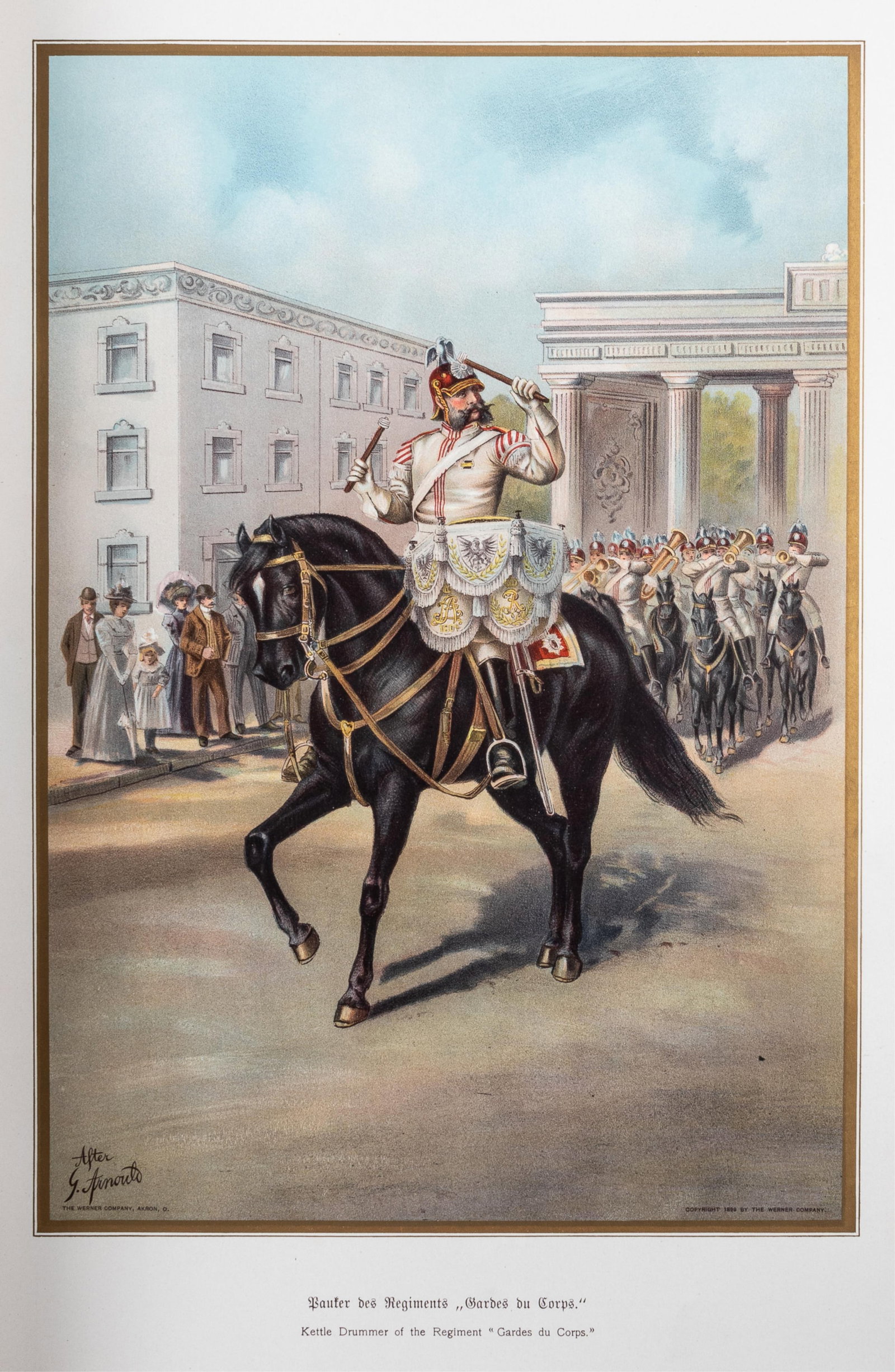 GERMANY'S ARMY AND NAVY BOOK: [Deutschlands Heer und Flotte] by Pen and Paper, published by The Werner Company, Akron, Ohio, 1900. This book features text in both German and English and has illustrations between each chapter, 182 