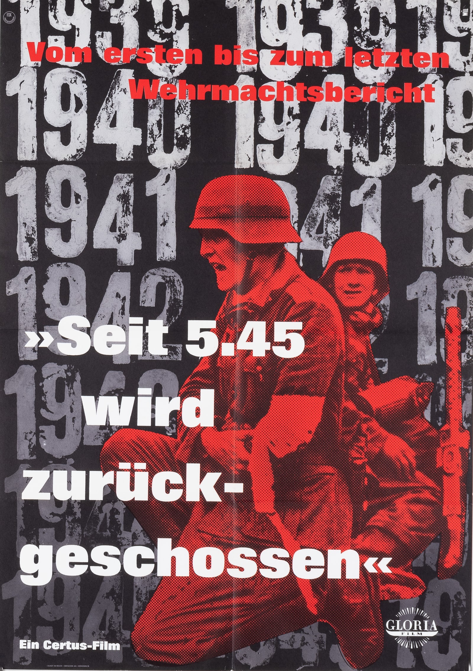 GERMAN INVASION OF POLAND MOVIE POSTER: Since 5.45 A.M. We Have Been Returning Fire - Vintage German movie poster from 1961. 24 x 33 inches.