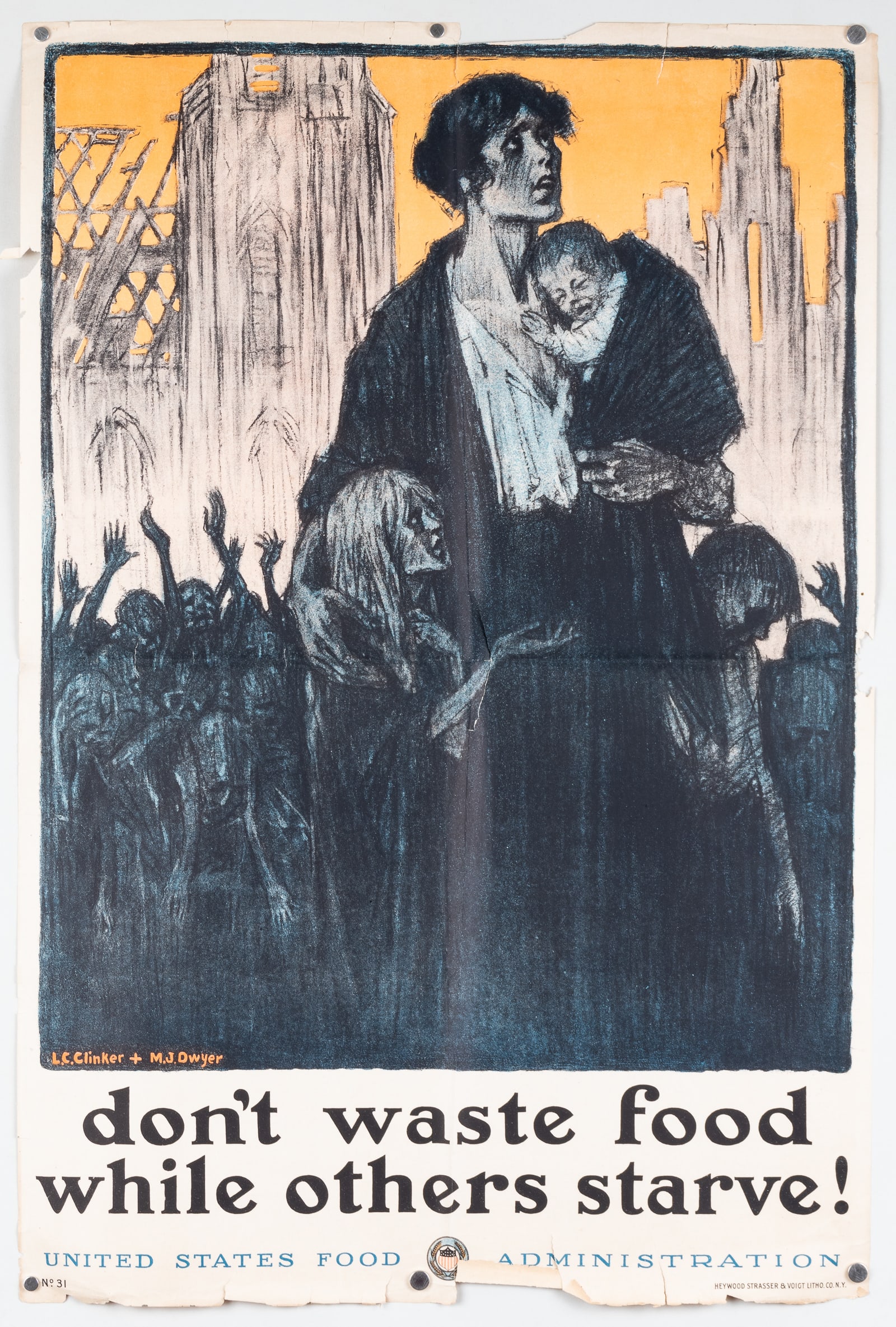 WWI AMERICAN FOOD ADMINISTRATION POSTERS (4): Lot of four original WWI American posters, including 'War Rages in France- We Must Feed Them' artwork by Harry Everett Townsend (1879-1941), poster No. 19 from the United States Food Administration,