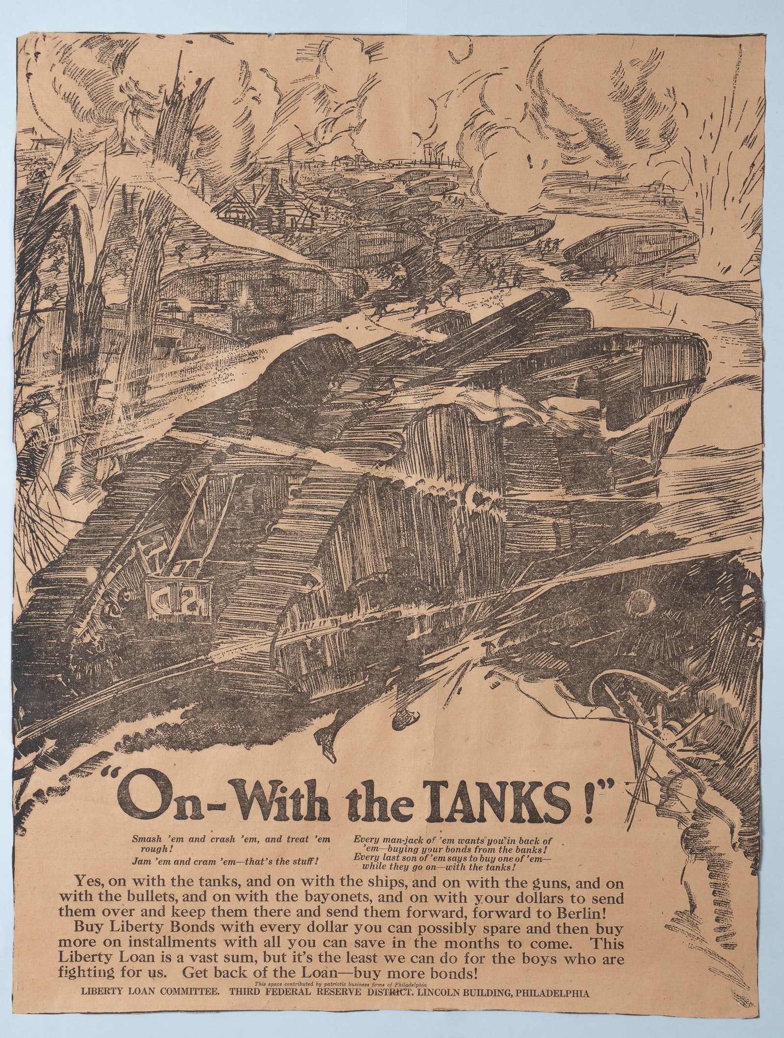 ON WITH THE TANKS! LIBERTY LOAN POSTER WWI (1 of 3)