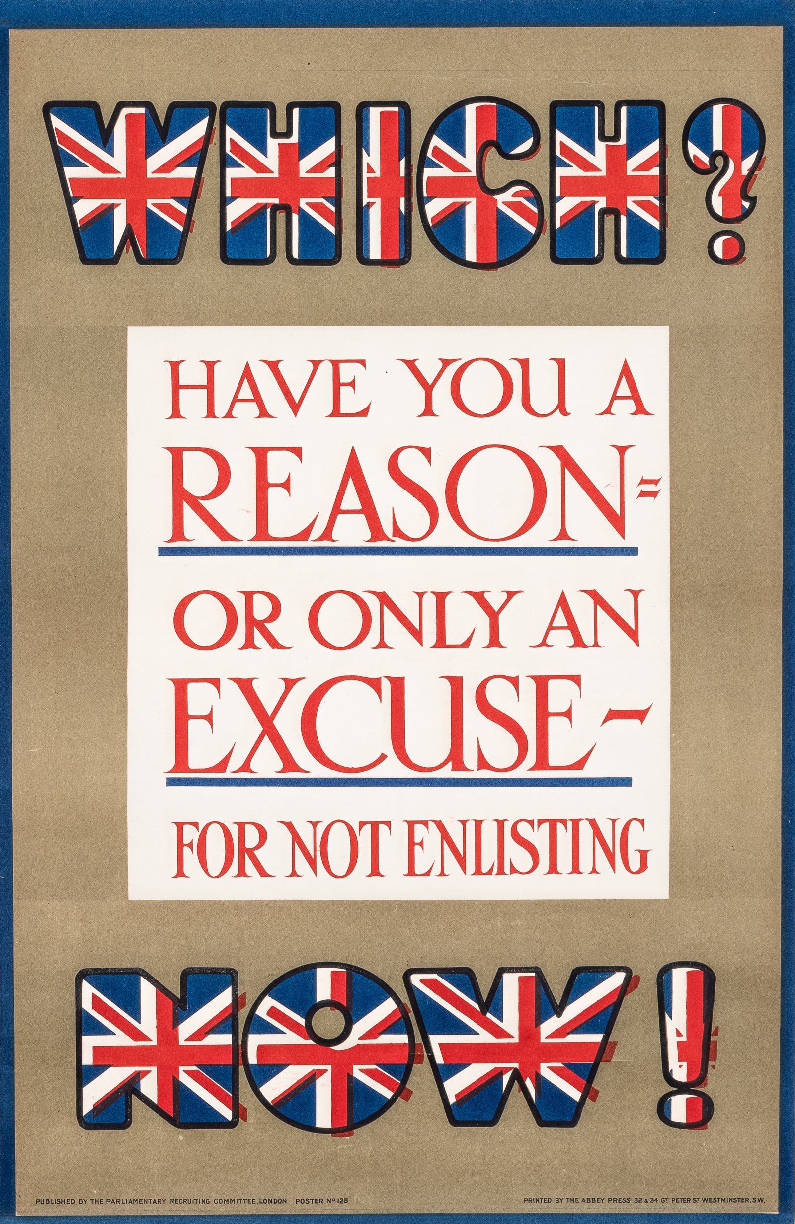 WHICH? NOW! WWI BRITISH RECRUITMENT POSTER (1 of 1)