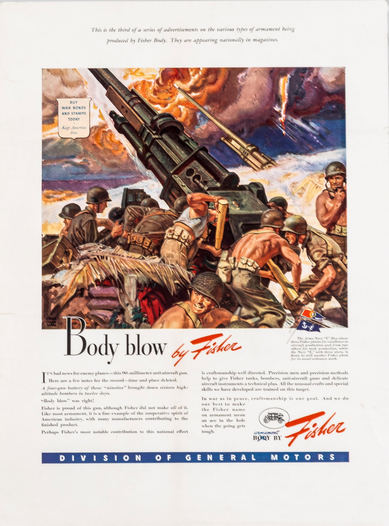 GENERAL MOTORS WWII WAR BOND POSTER BY DEAN CORNWELL (1 of 1)