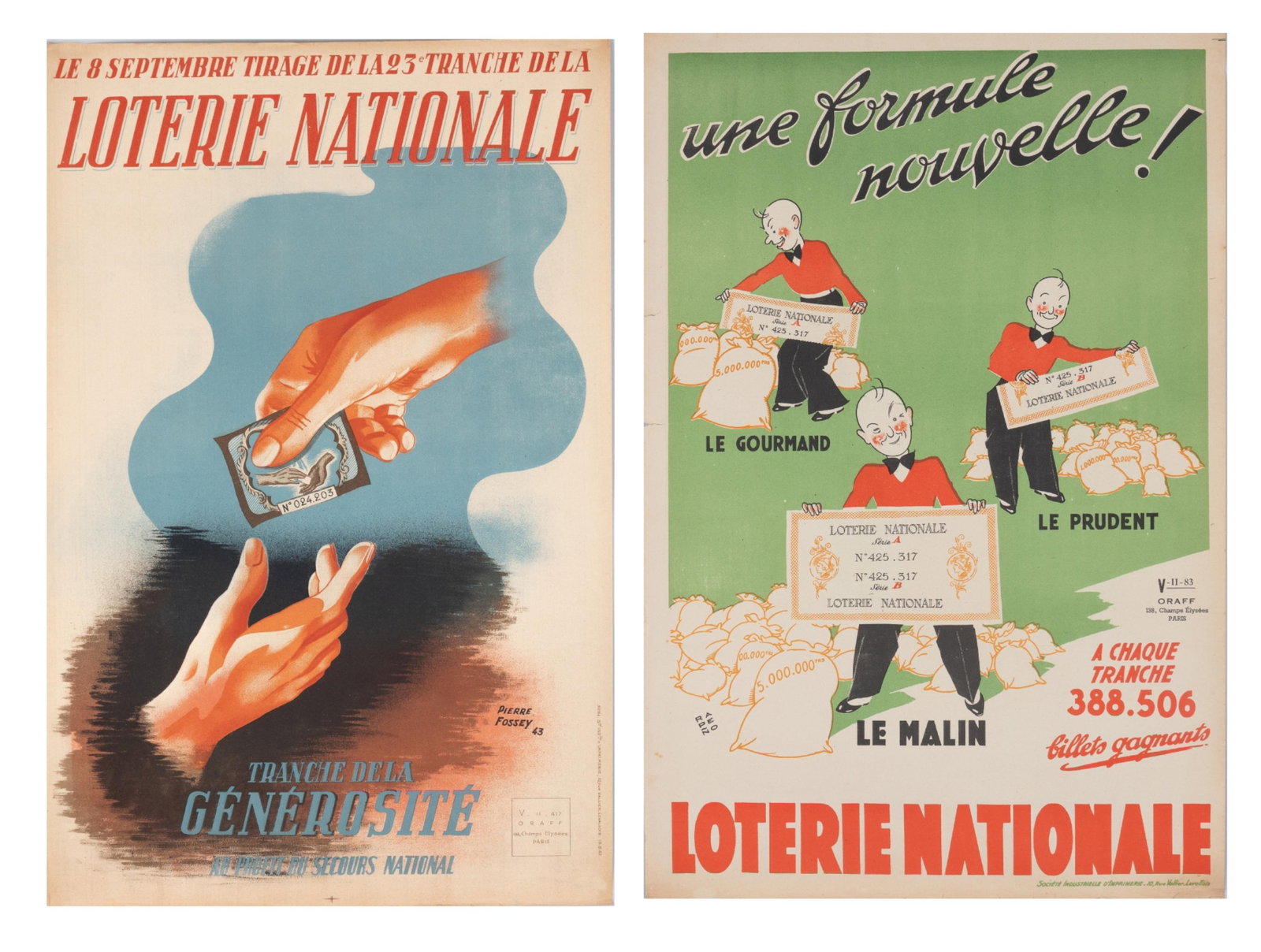 2 WWII FRENCH NATIONAL LOTTERY POSTERS (1 of 3)