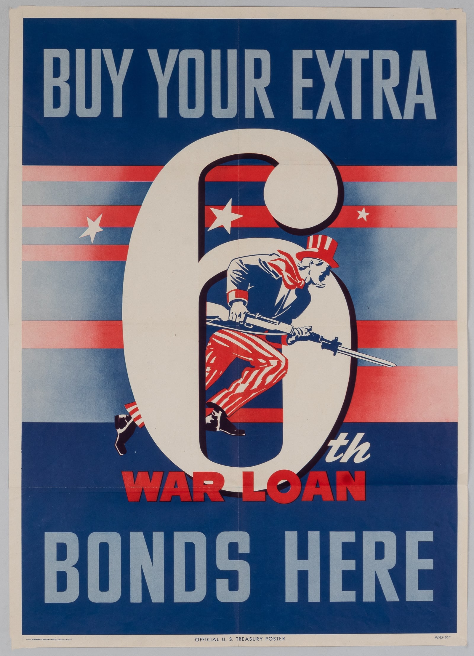 WWII UNCLE SAM 6TH WAR LOAN POSTER (1 of 1)