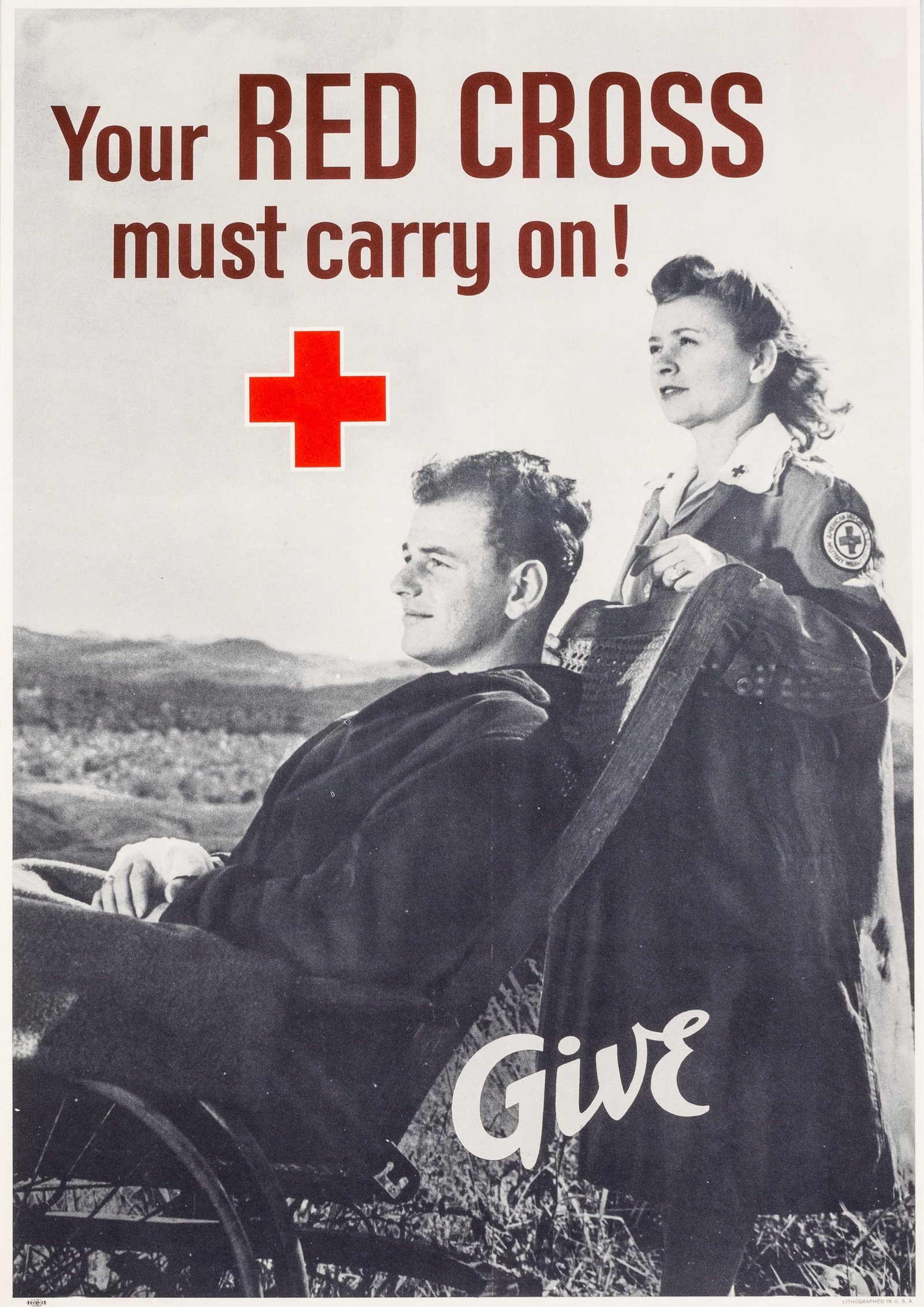 ORIGINAL WWII RED CROSS POSTER YOUR RED CROSS MUST CARRY ON! (1 of 1)