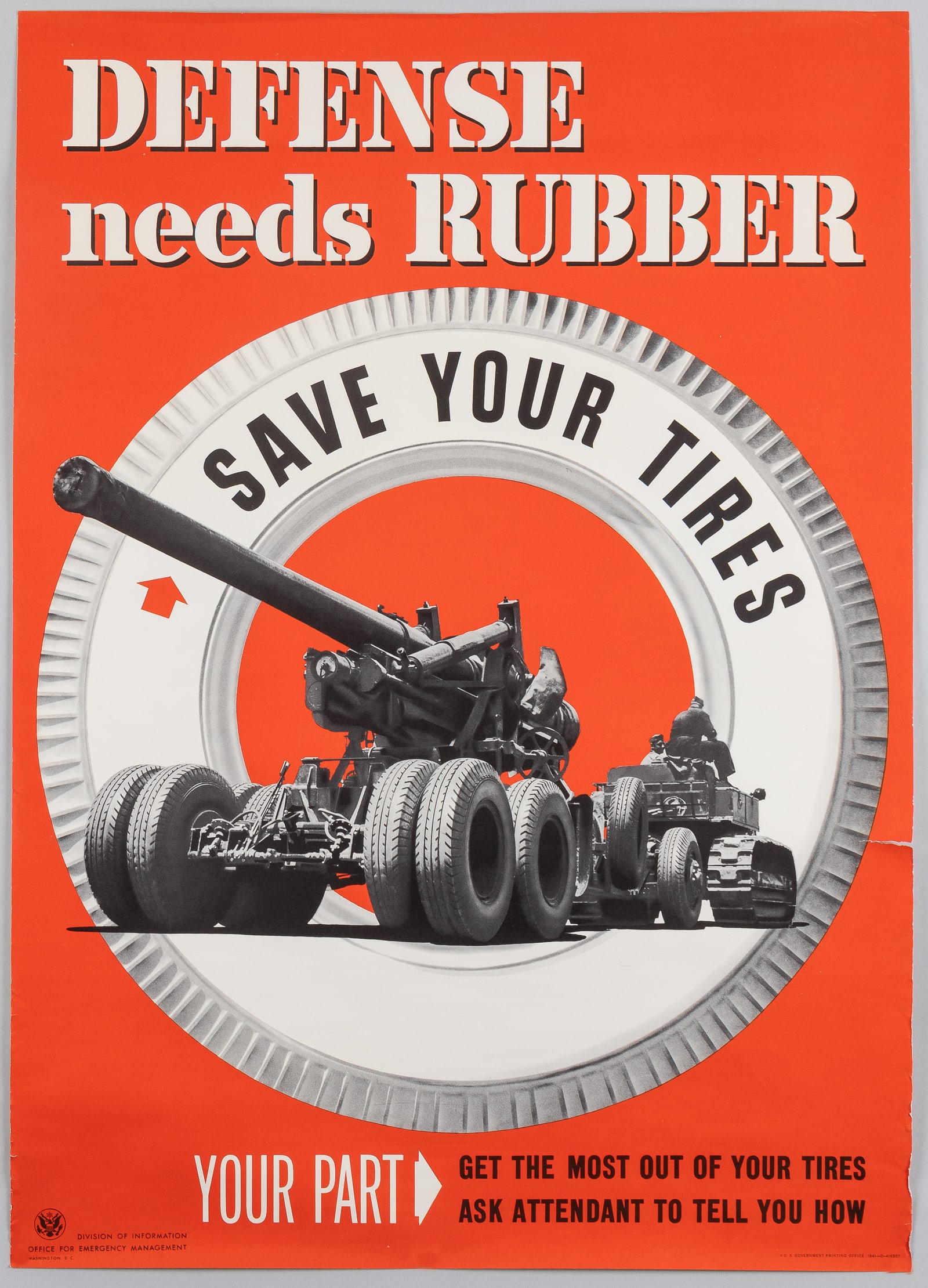 SAVE YOUR TIRES WWII DEFENSE POSTER (1 of 1)