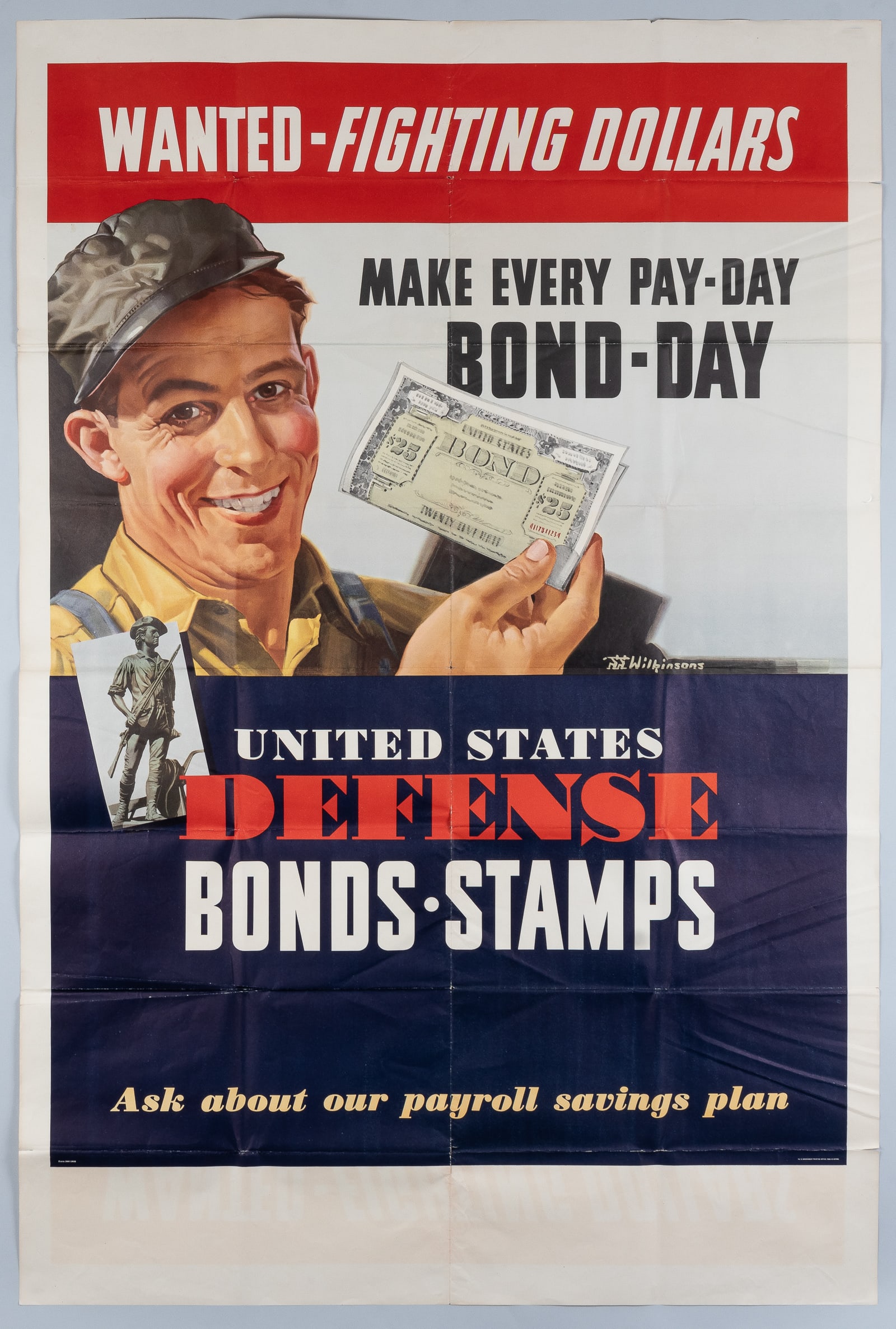 WANTED - FIGHTING DOLLARS WWII DEFENSE BONDS POSTER (1 of 1)