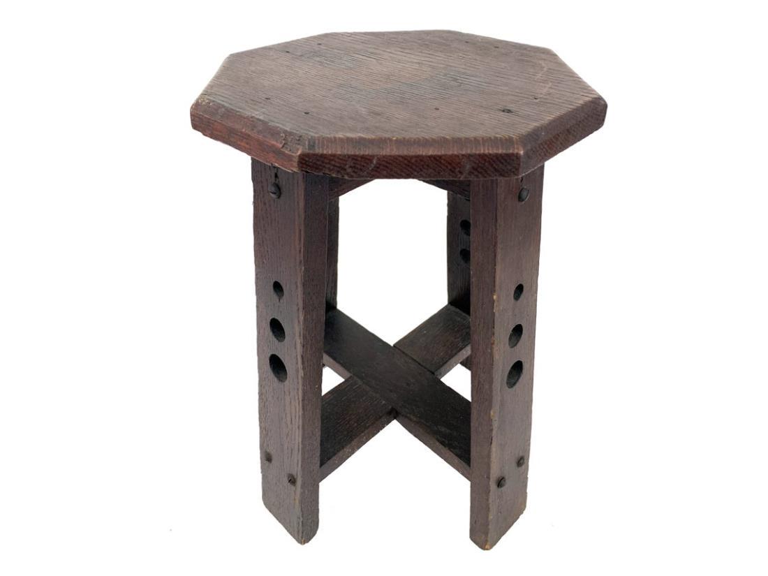 1910S MISSION STYLE DARK WOOD TABOURET TABLE (1 of 5)