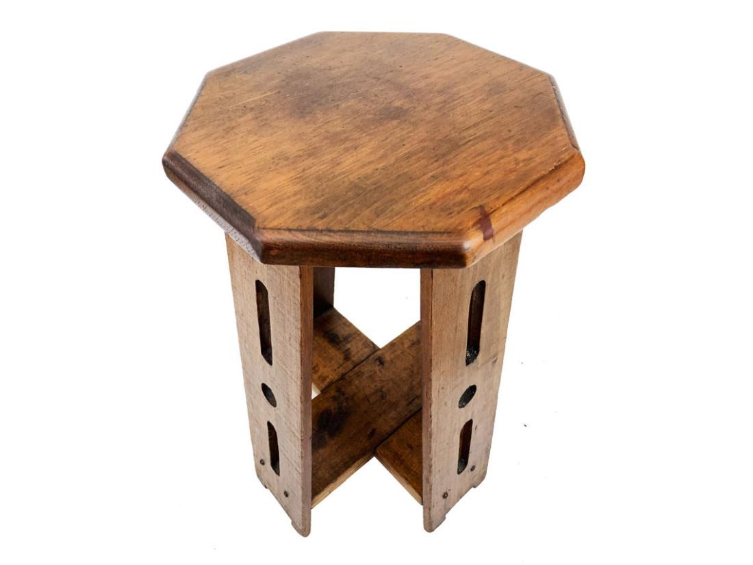 1920S MISSION STYLE DARK WOOD TABOURET TABLE (1 of 4)