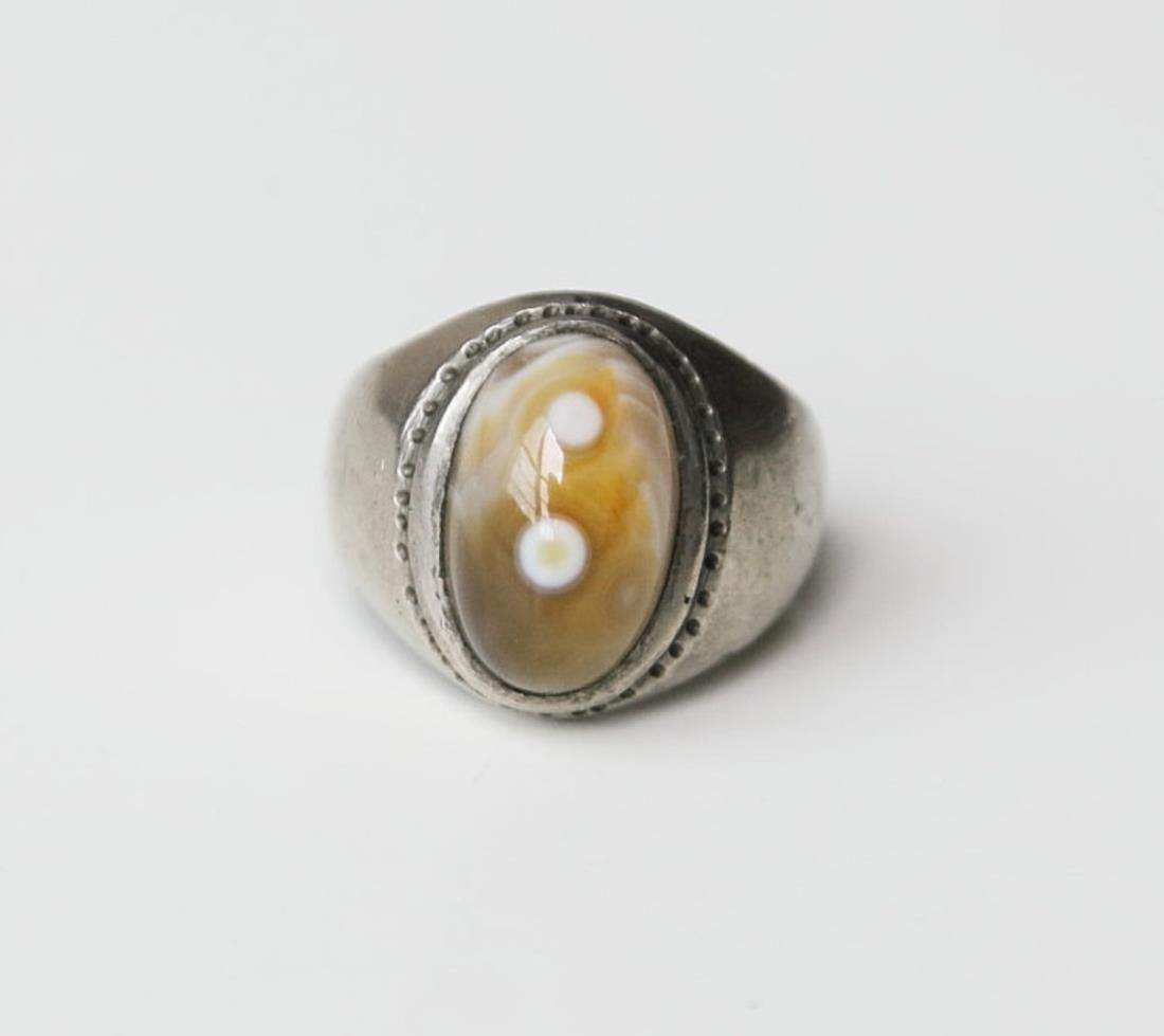 ANTIQUE AGATE SILVER RING (1 of 6)