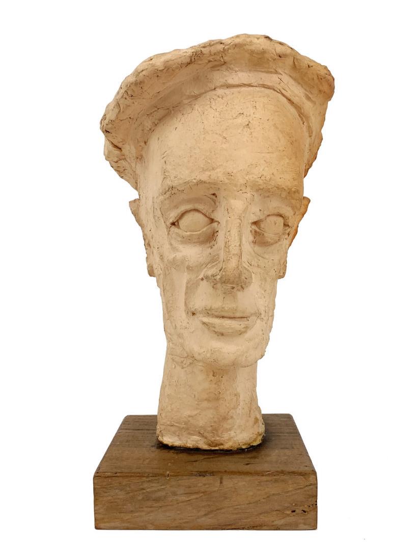 1950S CLAY PLASTER OLD FRENCH MAN SCULPTURE (1 of 7)