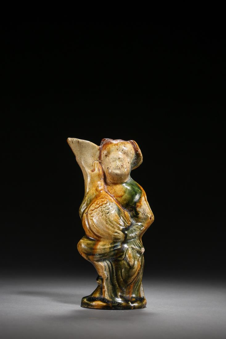A TANG GONG-COUNTY KILN SANCAI FIGURE WITH GOOSE (1 of 12)