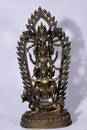 A TANTRIC COPPER BUDDHA STATUE ON LOTUS PEDESTAL