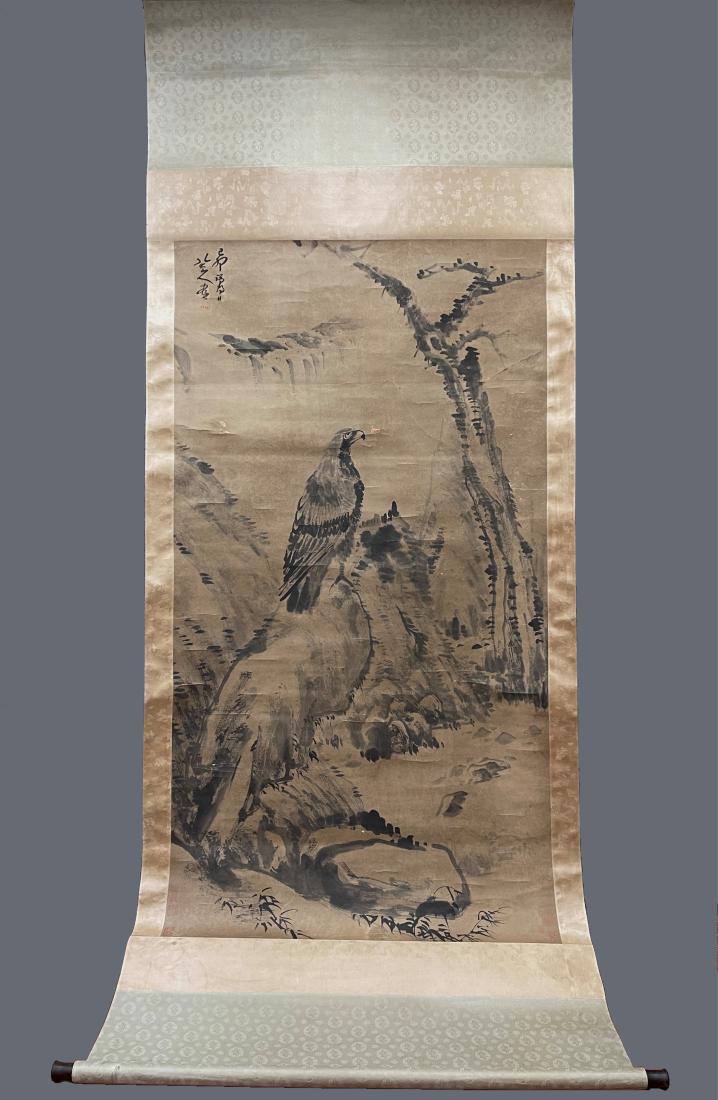 CHINESE PAINTING OF A PERCHED HAWK, BADA SHANREN (1 of 11)