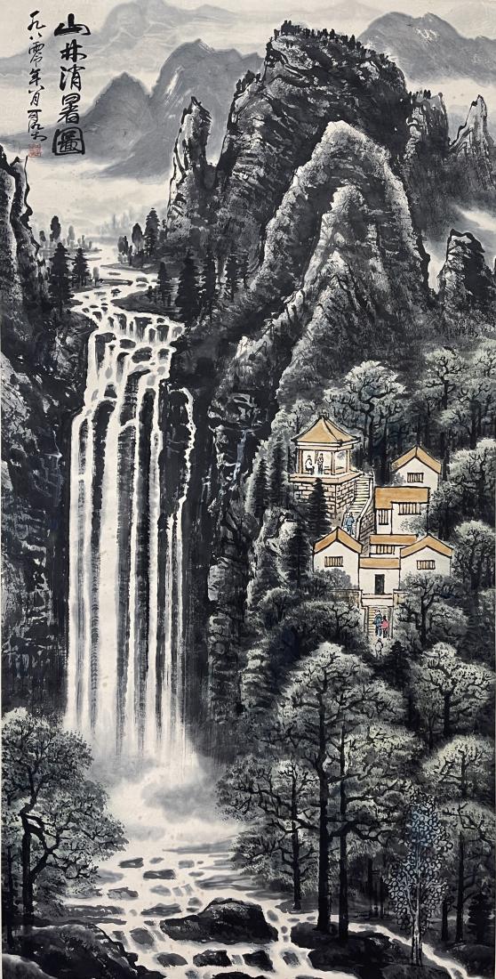 A PAINTING OF WATERFALL LANDSCAPE, LI KERAN (1 of 8)