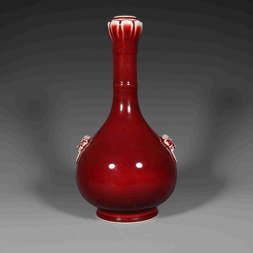 A Ruby Red Glazed Garlic Head Bottle Vase