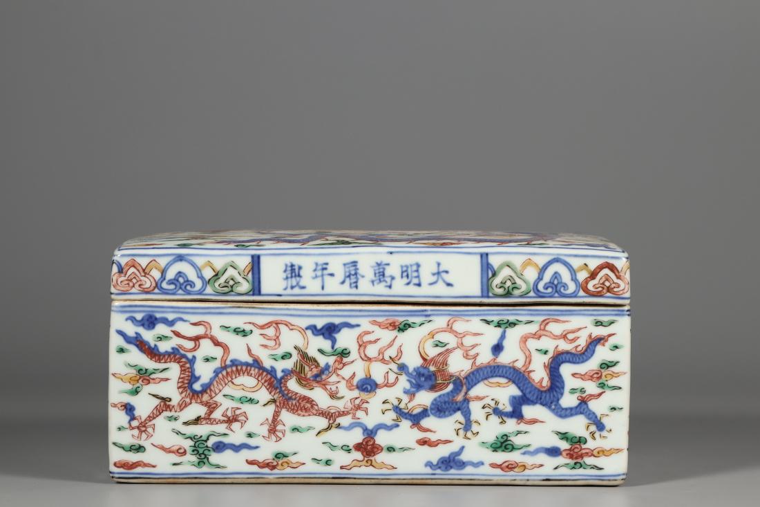 A WUCAI DRAGON SQUARE TRINKET BOX (1 of 9)
