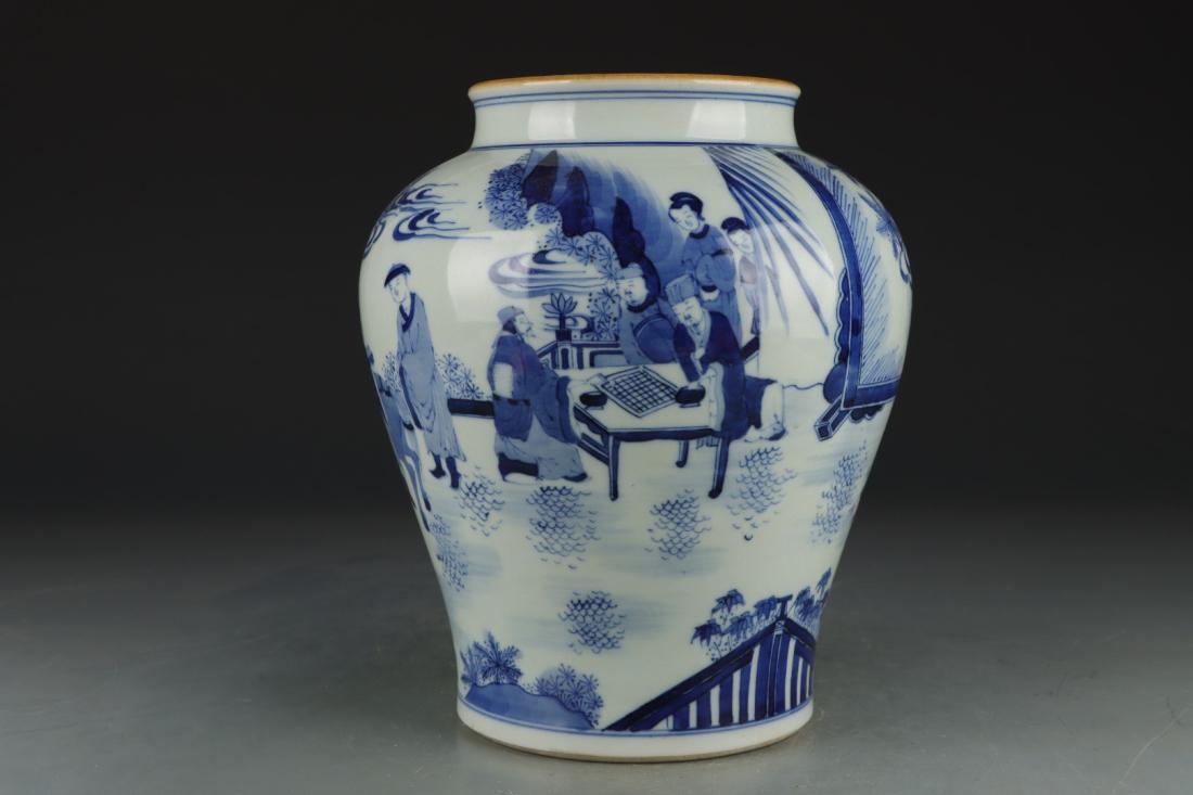 BLUE AND WHITE 'FIGURES' PORCELAIN JAR (1 of 9)