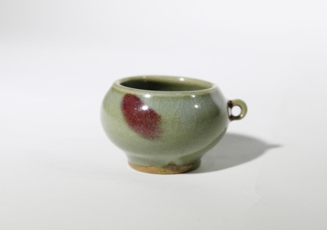 CELADON GROUND RED SPECKLED HANDLED JAR (1 of 6)
