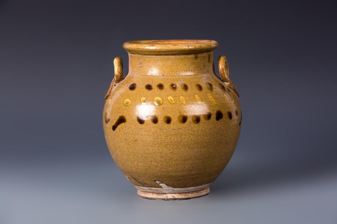 LUSHAN WARE TAWNY GROUND DOUBLE-EAR JAR (1 of 15)