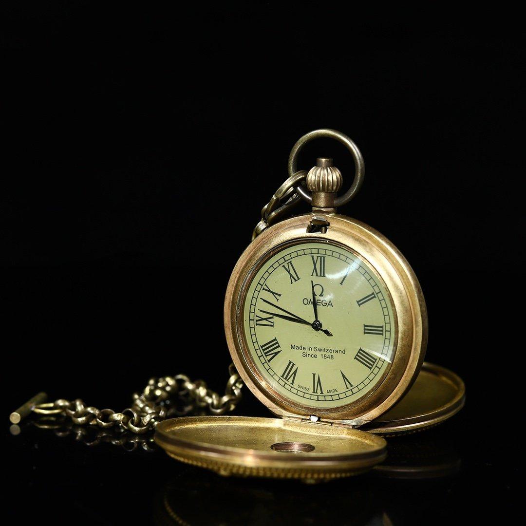 DOUBLE-LIDDED BRONZE MECHANICAL POCKET WATCH (1 of 8)