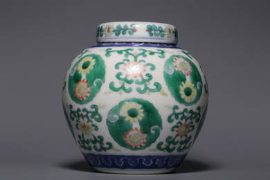 DOUCAI 'FLOWER' LIDDED TEMPLE JAR