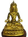 LATE QING GILT BRONZE BODHISATTVA STATUE