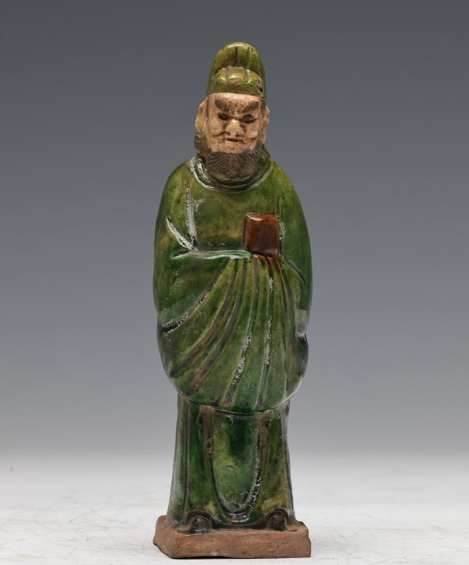 MING, GREEN GLAZED POTTERY FIGURINE (1 of 5)
