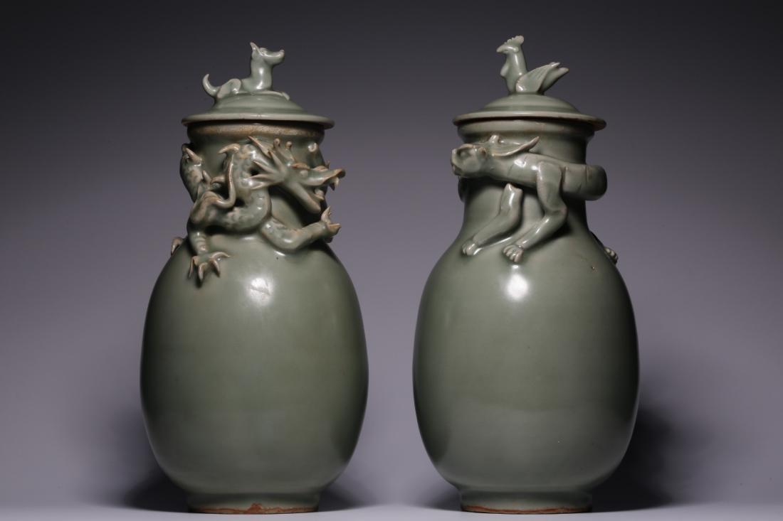 QING, LONGQUAN WARE VASES & APPLIED COILED DRAGONS (1 of 9)