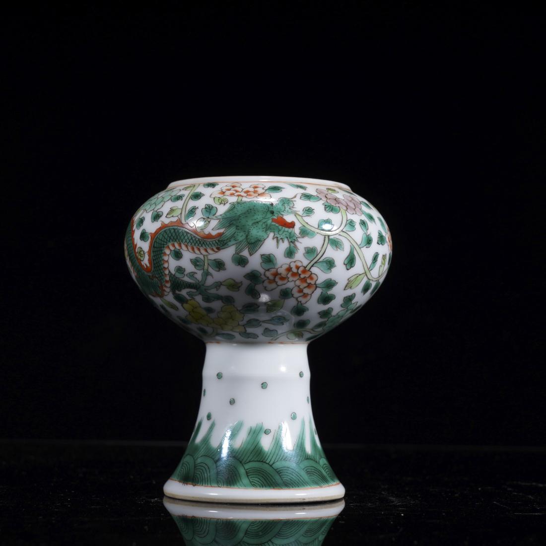 QING, WUCAI DRAGON PORCELAIN STEM JAR (1 of 6)