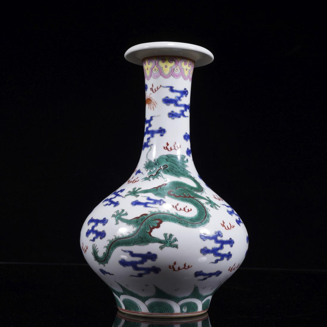 QING, DOUCAI DRAGON BOTTLE VASE (1 of 5)