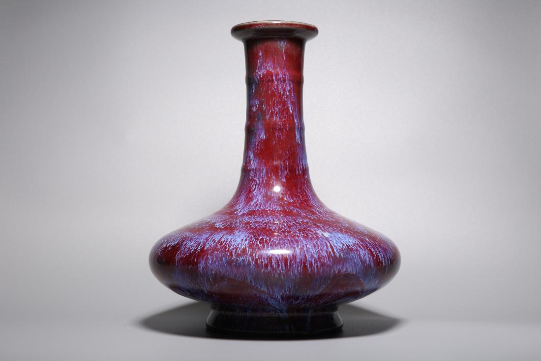 QING, FAMBE GLAZED COMPRESSED BOTTLE VASE (1 of 9)