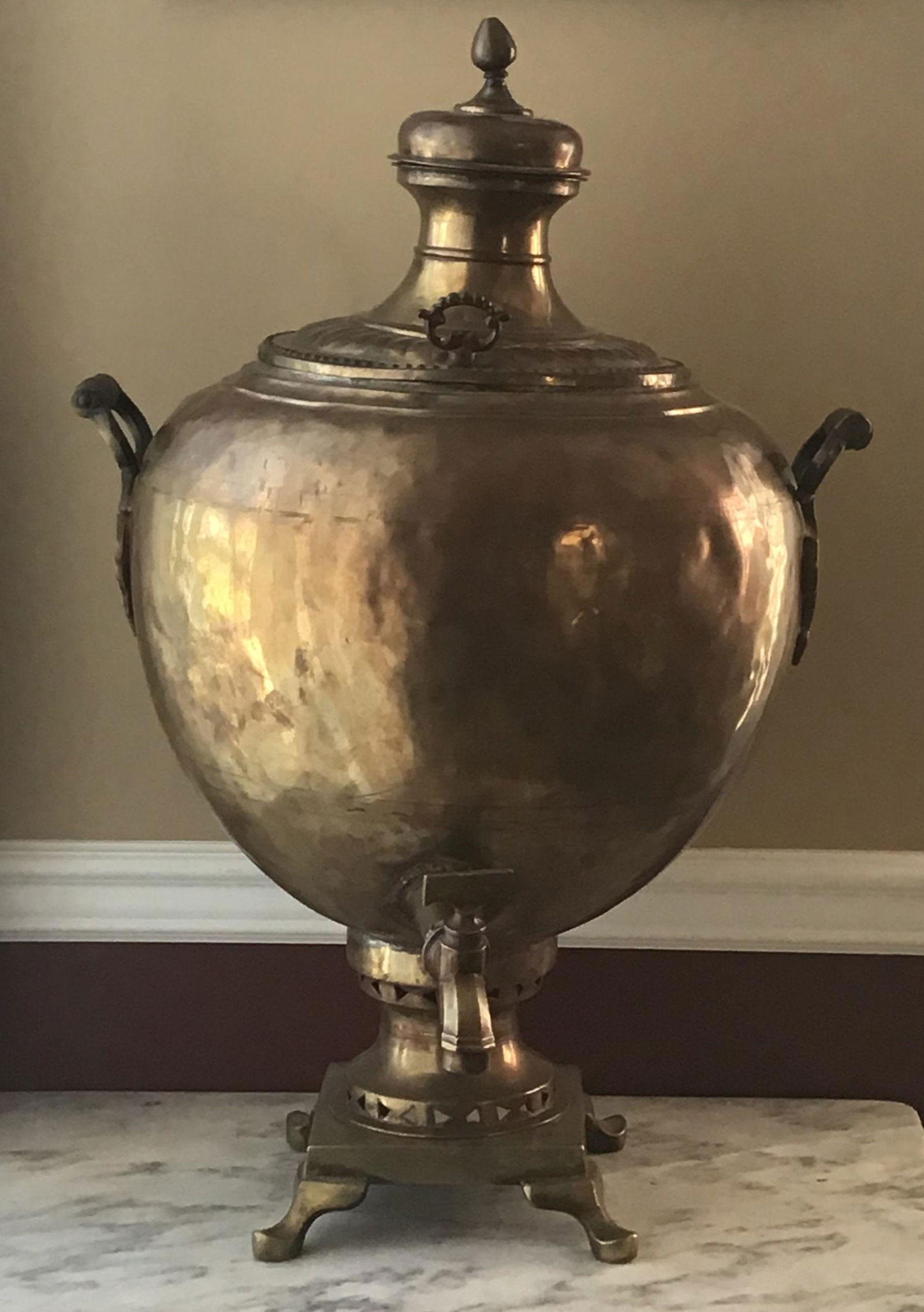 Palace Size Antique Russian Samovar, Brass & Copper, 32” T (1 of 14)