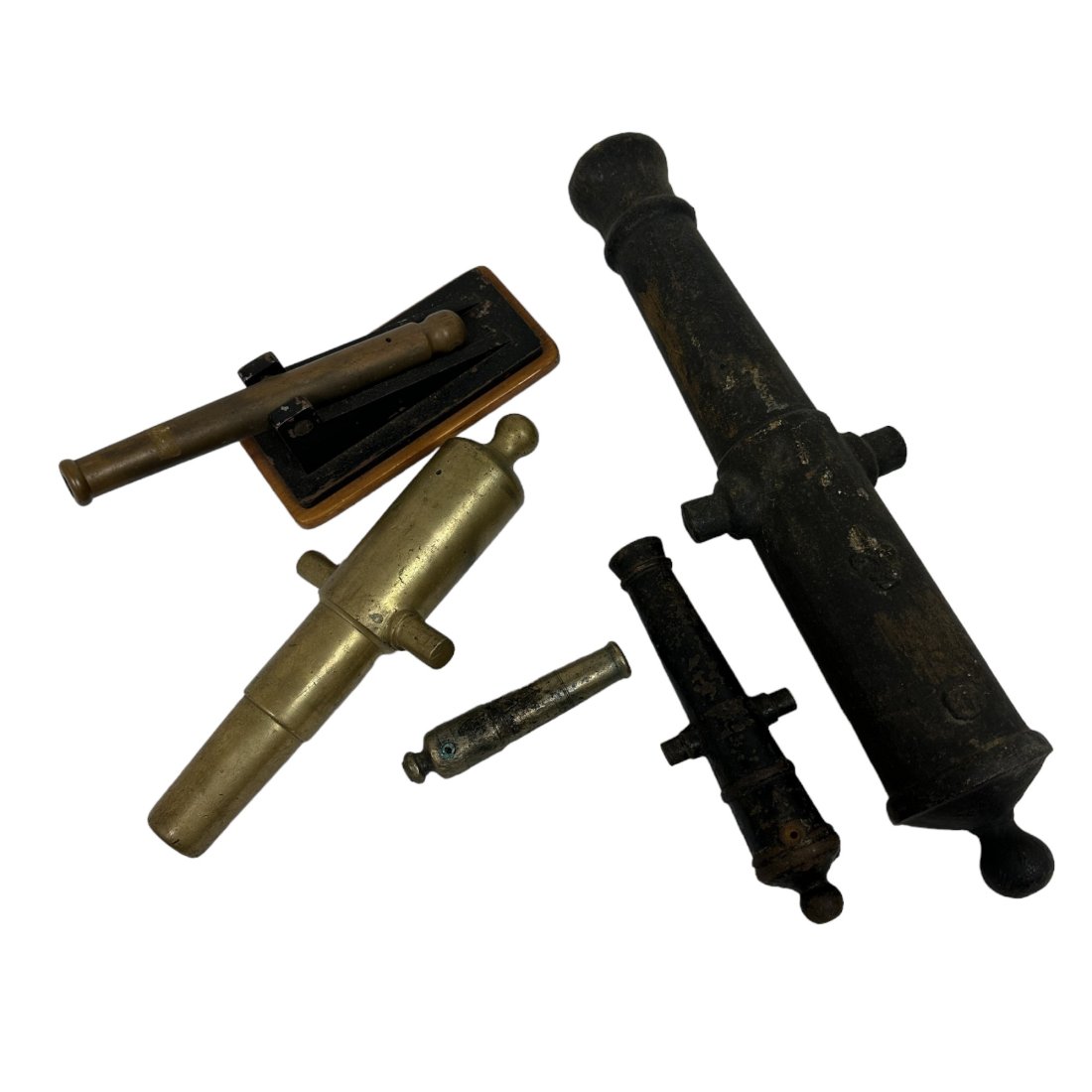 Antique & Vintage Miniature Nautical Signal Cannon & Model Cannon Lot: Lot of antique & vintage miniature cannons. Nautical signal cannons and decorative desk top models.