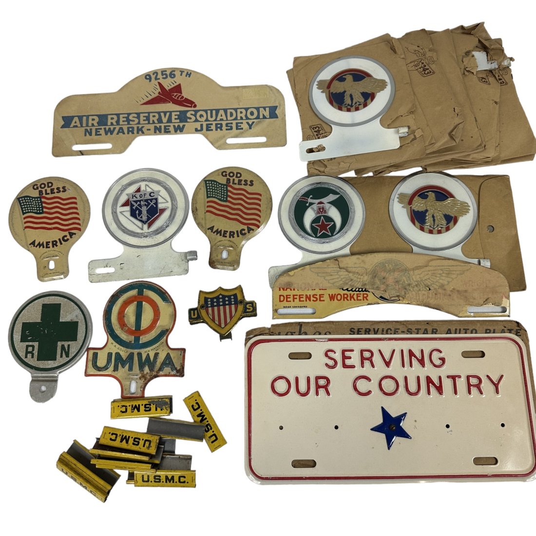 WWII Era Homefront Car License Plate Topper Lot: WWII Era Homefront Car License Plate Topper Lot