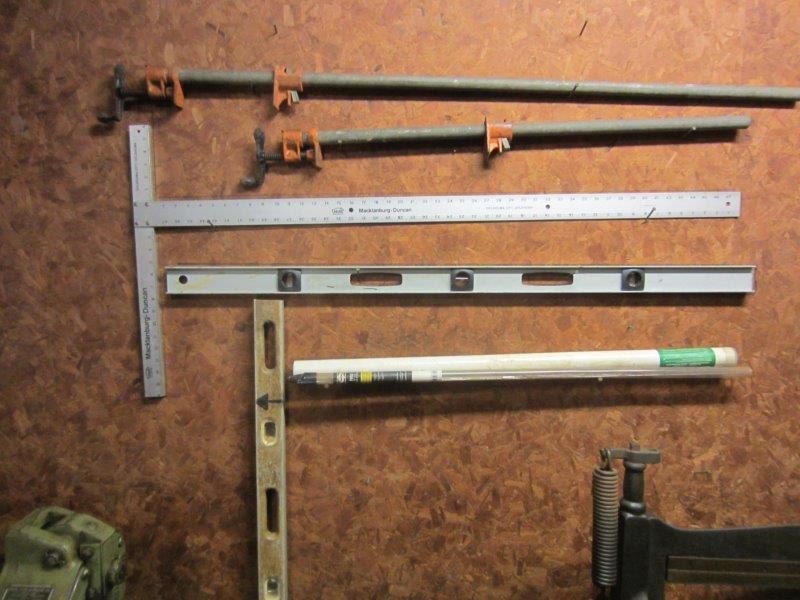 Contents of wall- Levels and Cabinet Clamps (1 of 3)