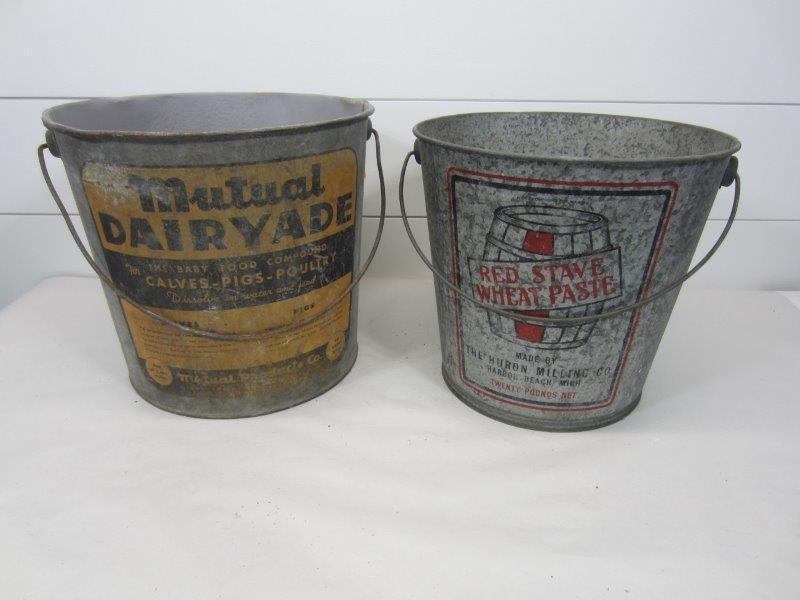 LOT OF 2 GALVANIZED PAILS (1 of 9)