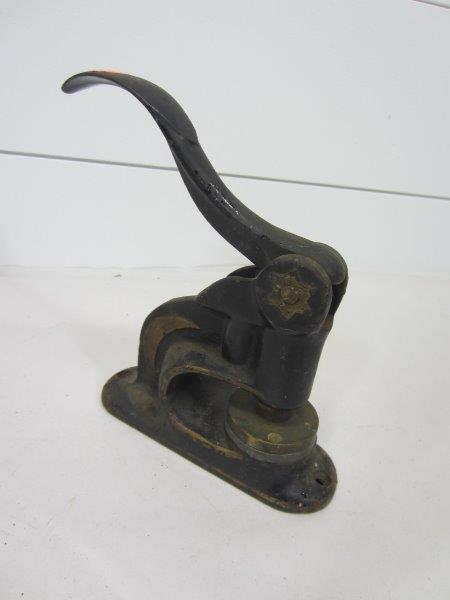 ANTIQUE CAST IRON SEAL STAMP "THE CITIZENS TELEPHONE: 10 3/4" WITH HANDLE UP. 2" X 6" BASE. This item is available for shipping. It is the bidder's responsibility to take shipping costs into consideration when bidding. We charge the actual cost of your l