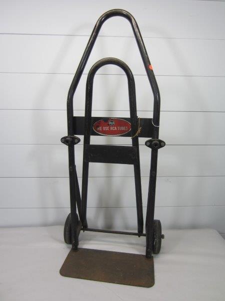 VINTAGE TOTA MOVING DOLLIE W/RCA STICKER: 40 1/2" H X 15" W This item is only available for PICK-UP or DELIVERY by staff of The Antique Collective or private courier delivery as selected by the winning bidder. The buyer is free to contact any