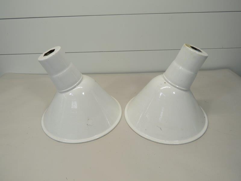 2 SMALL PORCELAIN GAS STATION LIGHT SHADES (1 of 3)