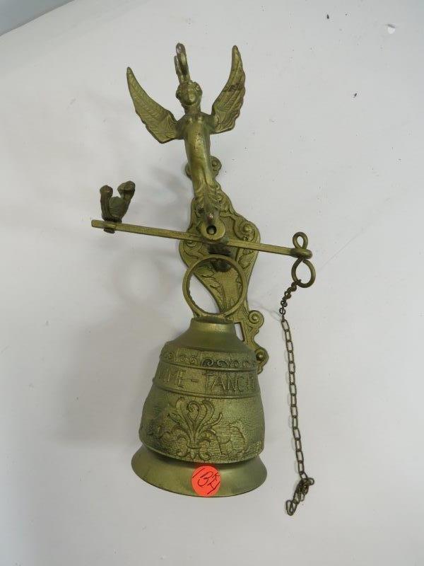 ORNATE BRASS WALL MOUNTED BELL INSCRIBED W/ (1 of 5)