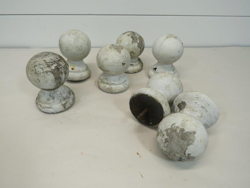 LOT OF 7 ANTIQUE PAINTED ARCHITECTURAL SALVAGE BALL: 4 1/2" H X 3 1/4" W 