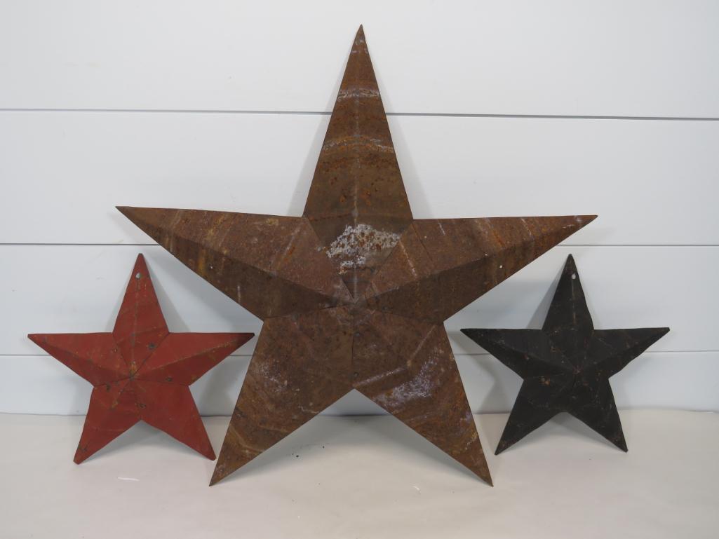 Three Rustic Metal Stars: 12" and 25"
